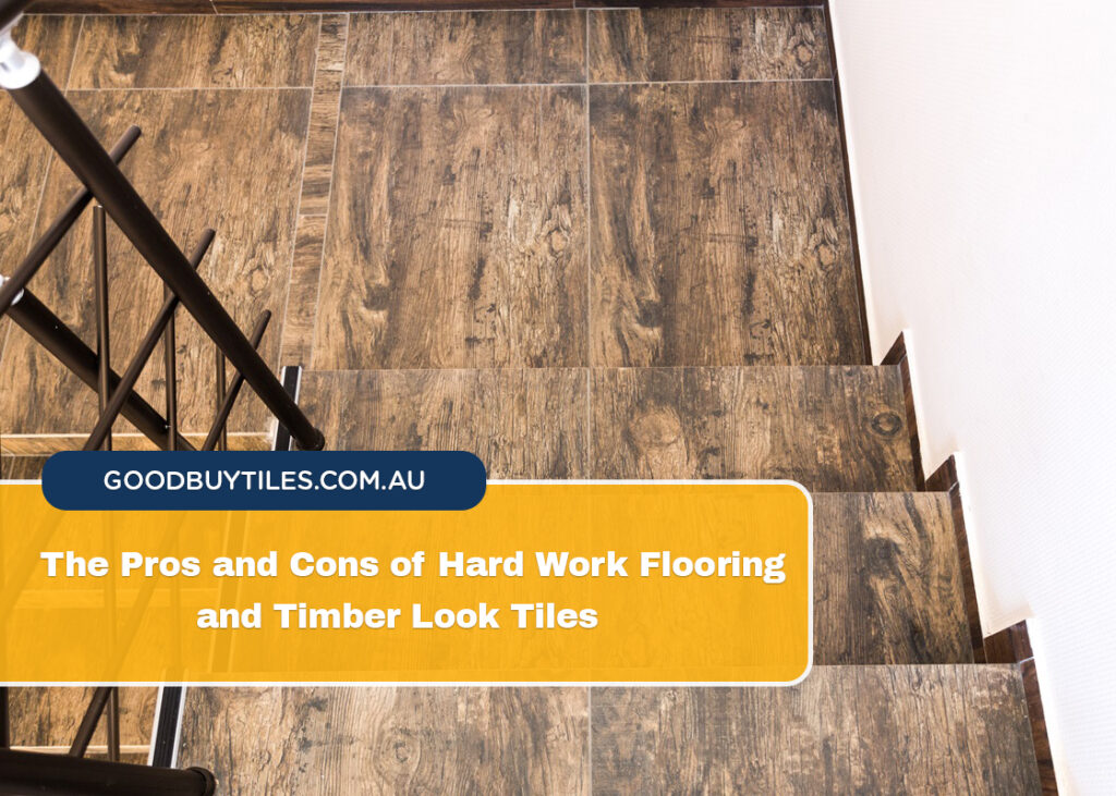 timber wood tiles in the stairs